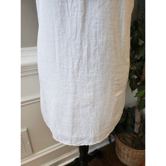 Fashion Port Shift Dress Women Medium White Contrast Tassel V Neck Short Sleeve - Picture 10 of 13